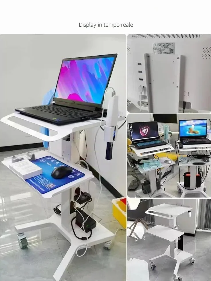 Carrello medico per scanner orale, con supporto per monitor e carrello mobile con ruote, design a doppio strato per infermieristica e salone di bellezza