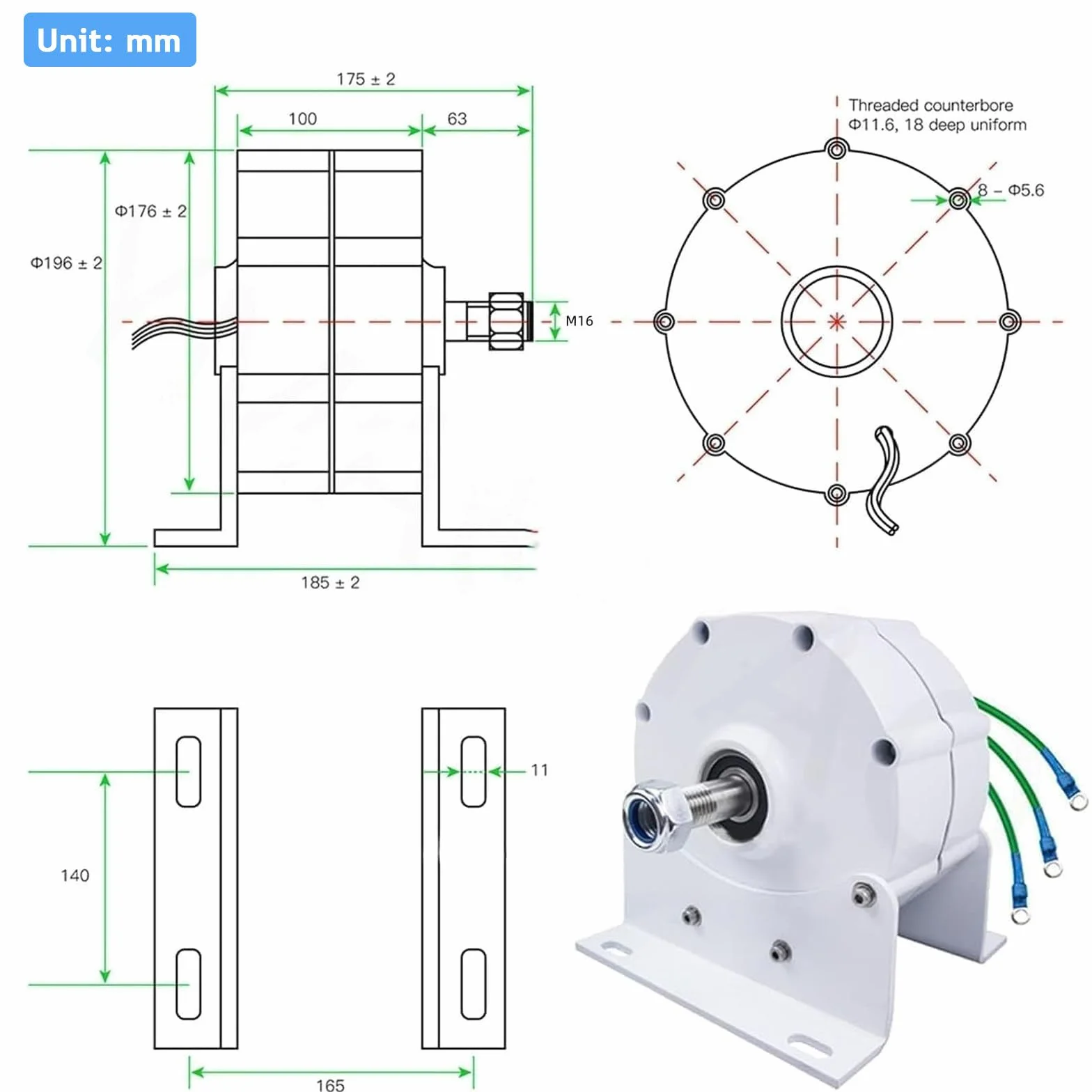Generatore a Magneti Permanenti 10000W/12000W Dinamo 12V 24V 48V 120V 220V Generatore Elettrico Trifase Uso Dell'alternatore CA per Turbina eolica ad Acqua,12000W-220V