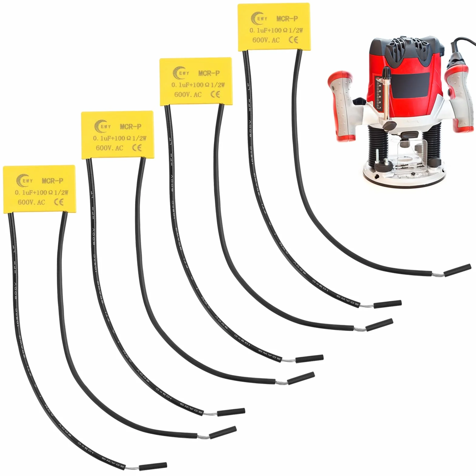 4X Condensatori filtri di messa a terra, condensatore di soppressione dell'arco RC condensatore 0,1 UF 100 Ohm 1/2W 600 VAC, resistenza condensatore 600VAC, adatto per macchine utensili, contattori