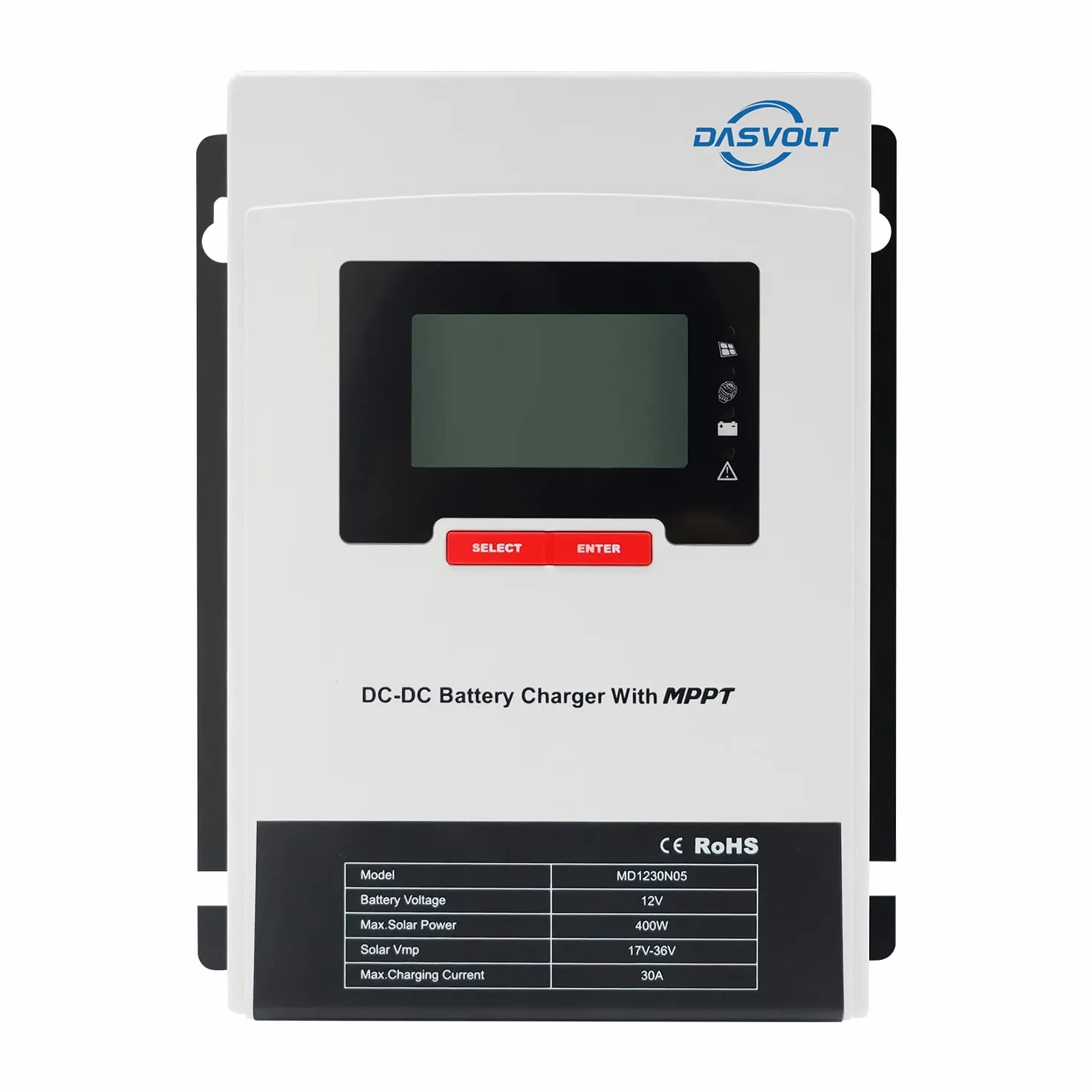 DASVOLT®, 12V 50A DC/DC Caricatore MPPT con ingresso a bordo per sistema a doppia batteria Ricarica multistadio SRNE MD1250N05, batterie al gel, sigillate e al litio, per camper, auto, barche, yacht