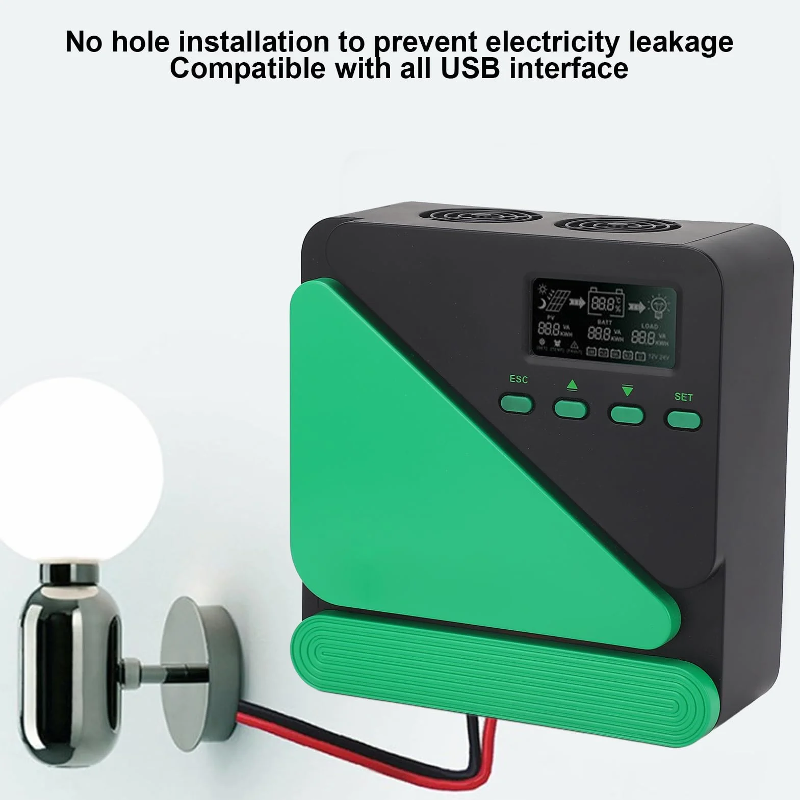 Regolatore di Carica Solare, Regolatore Pannello Solare MPPT 12V 24V Automatico con Display LCD, Doppie Porte USB 5V 3A, Ingresso VOC 100V, per Ricarica Batteria Marina Fuori Rete Domestica