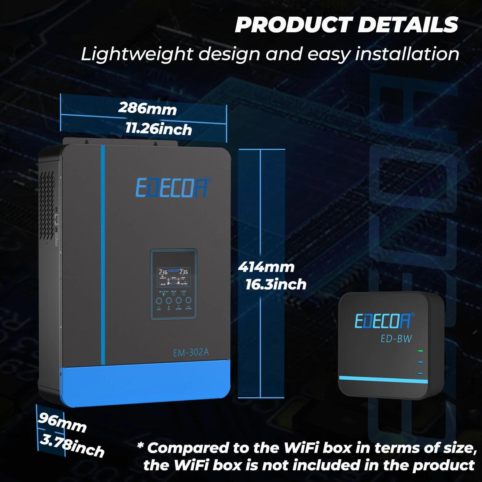EDECOA 3000w Inverter ibrido da 24v a 220v 230v 3.2KVA/3000W Caricatore solare MPPT 80A Onda Pura (Off-Grid) con caricabatterie, rete di priorità, regolatore di carica solare