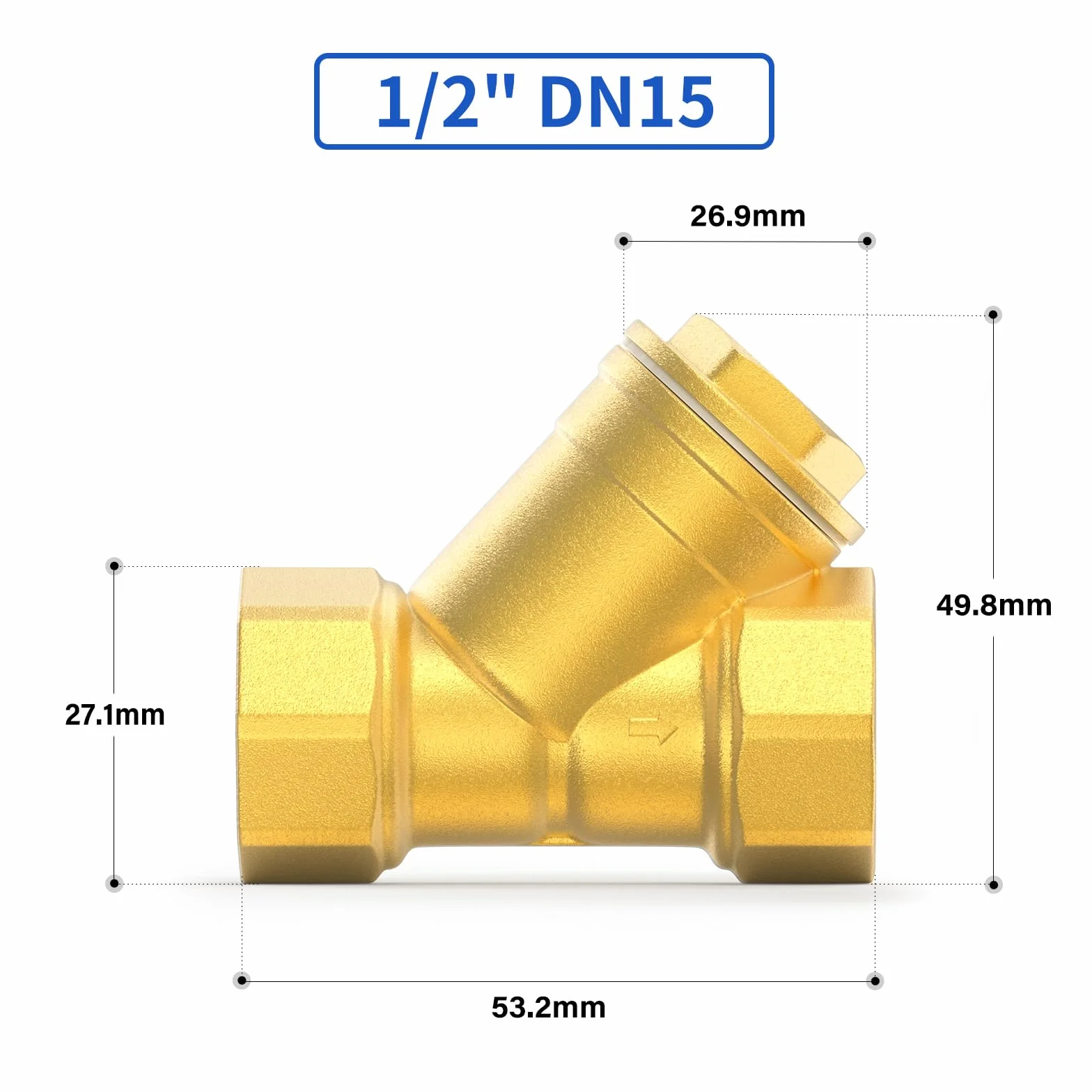 2 pezzi valvola filtro a Y in ottone con rete metallica, valvola con attacco filettato femmina da 1/2" BSP DN15 per la separazione acqua-olio