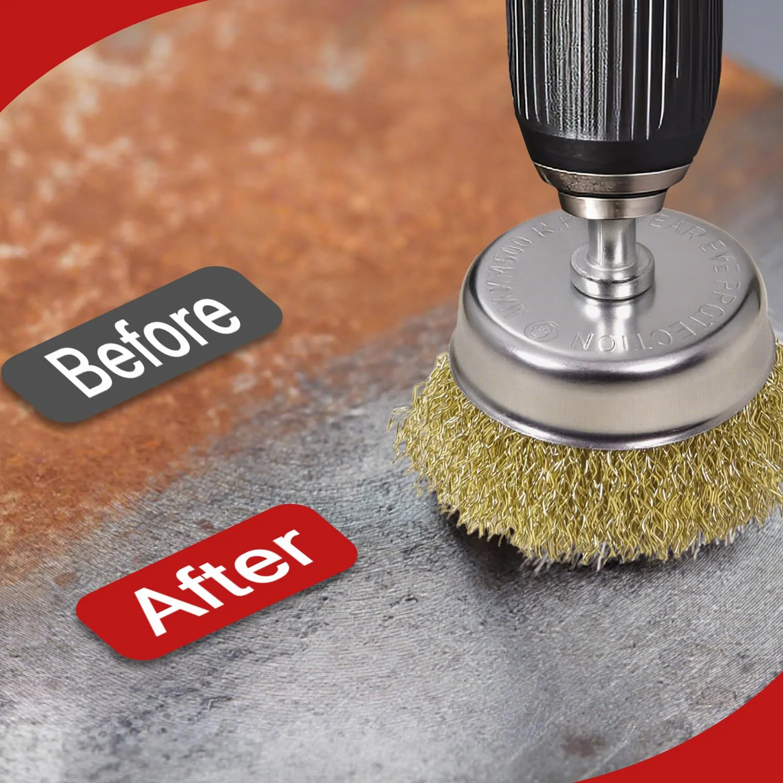 Spazzola per la pulizia del filo di ottone per trapano, filo di acciaio al carbonio abrasivo rivestito in ottone con setole morbide, fusto da 1/4" per rimozione del metallo, ruggine e colore