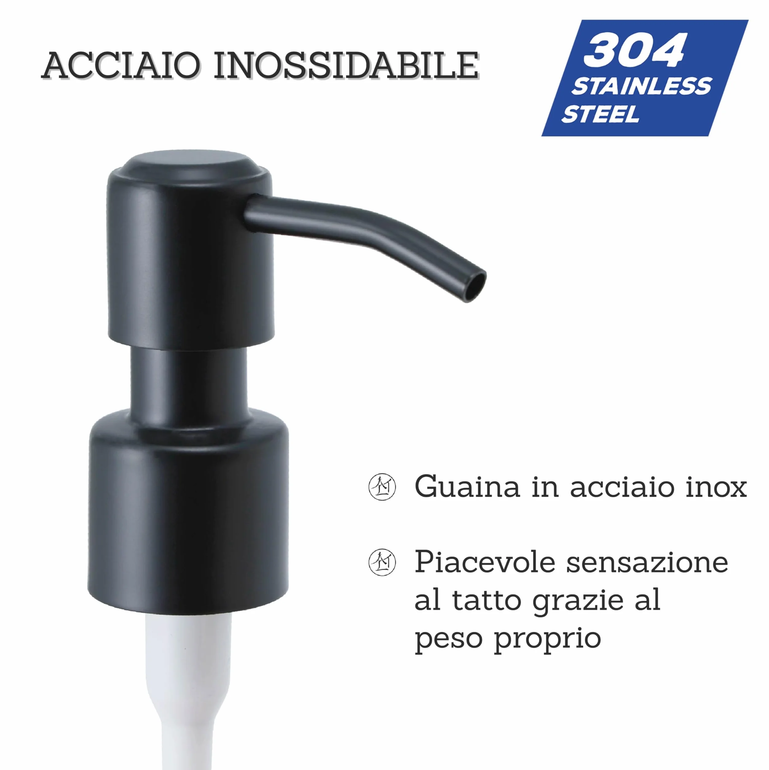 ALTGLAS 2 Pezzi di Pompa in Acciaio Inox per Dosatore Liquido con Filettatura 22-24 mm Ricambio (Nero)