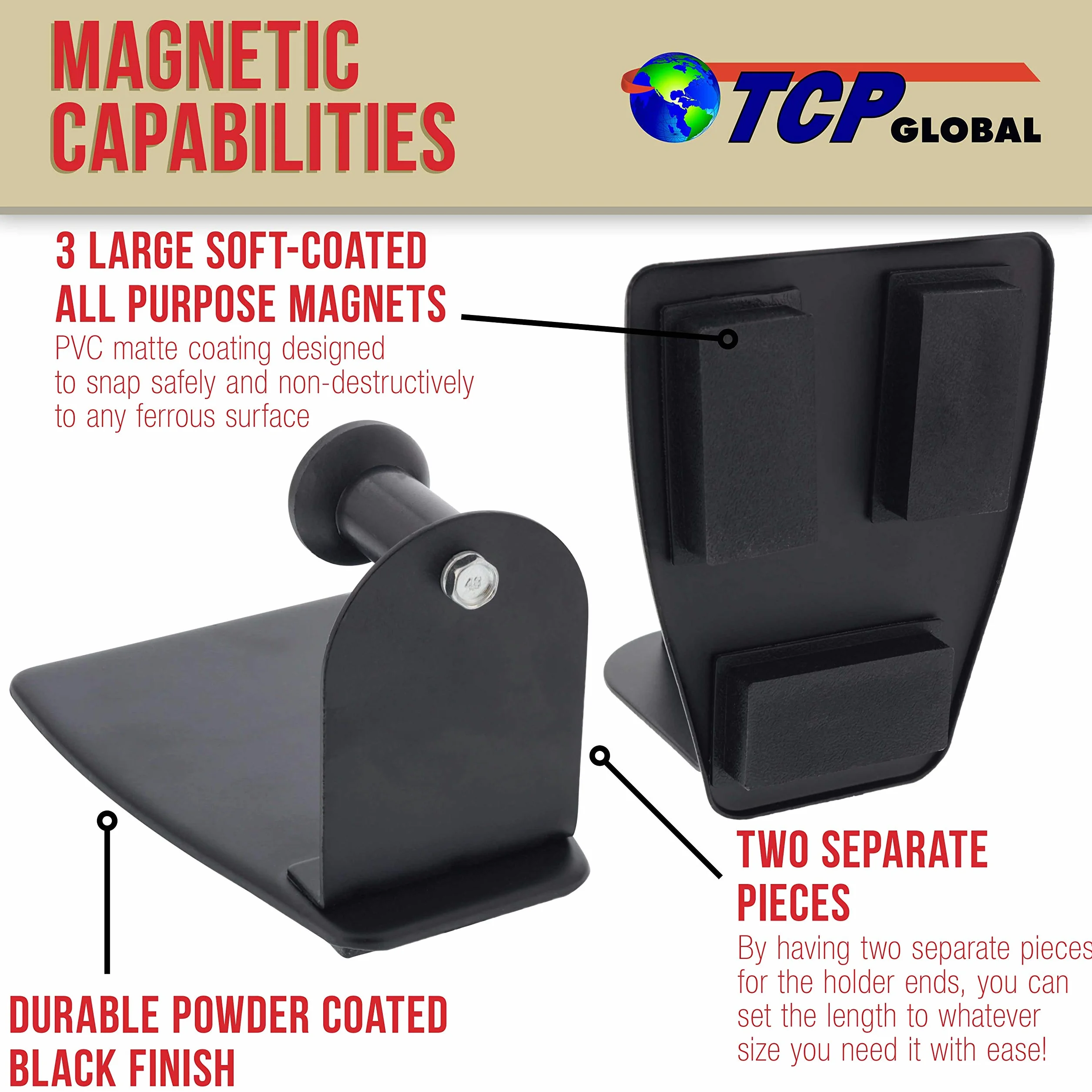TCP Global Portarotolo magnetico in acciaio per asciugamani, salviette, fazzoletti
