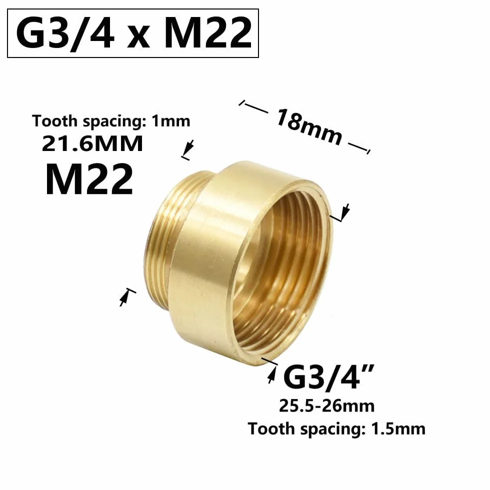 Connettore in ottone da 3/4" a filettatura M22 per rubinetto da giardino e domestico, raccordo di giunzione resistente.