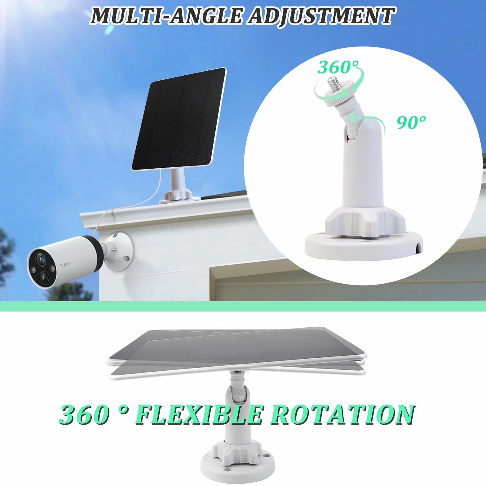 AFAIK Pannello solare Modulo solare per batteria Ring Camera 5V 5W con Ring Spotlight Cam/Pro/Plus & Stick Up Cam/Pro con spina a botte 4m Cavo di ricarica IP65 Impermeabile Caricabatterie solare per