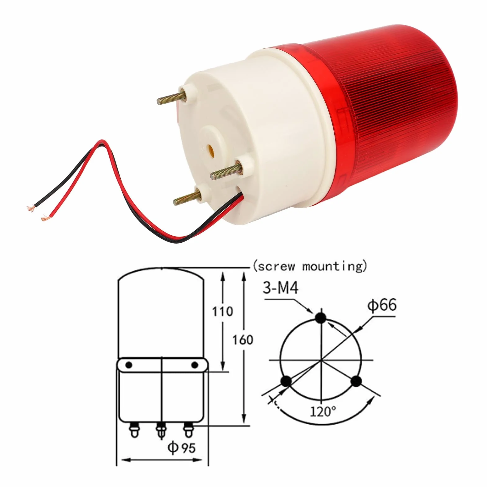 Luce Rotante 24 V,Luce di Segnalazione Lampeggiante a LED Rotante Industriale 10 W, per Allarme di Emergenza Rosso