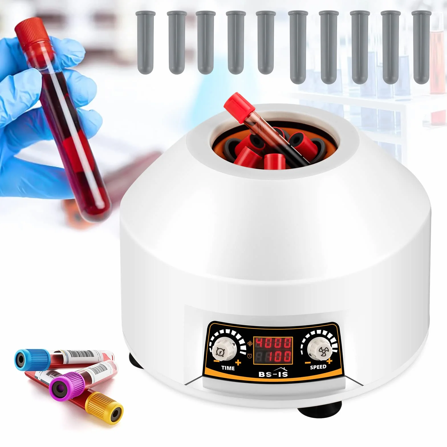 Bonvoisin Centrifuga con display a LED, 15mlX6 4000rpm, 1953xg, 100min Timing, basse vibrazioni, coperchio trasparente, per la precipitazione e la separazione dei campioni, Tubi da 2-15ml disponibili