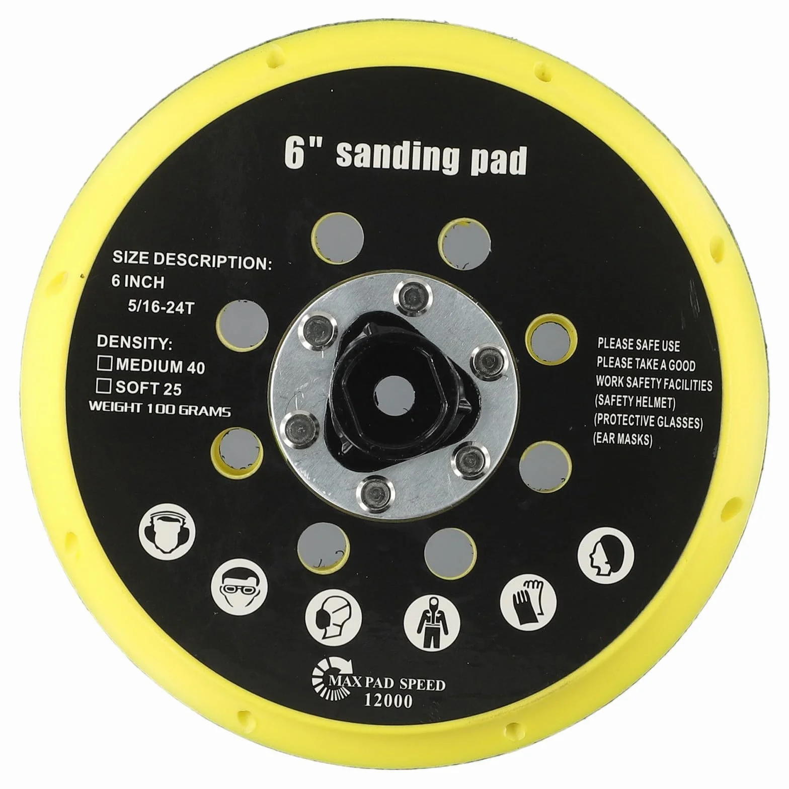 Disco abrasivo da 150 mm con 17 fori, compatibile con FESTOOL RO 1, BO 6030, BO 6040, ES 150 - 6 pollici per levigatrice eccentrica, filettatura M8/5/16-24, fino a 12000 giri/min