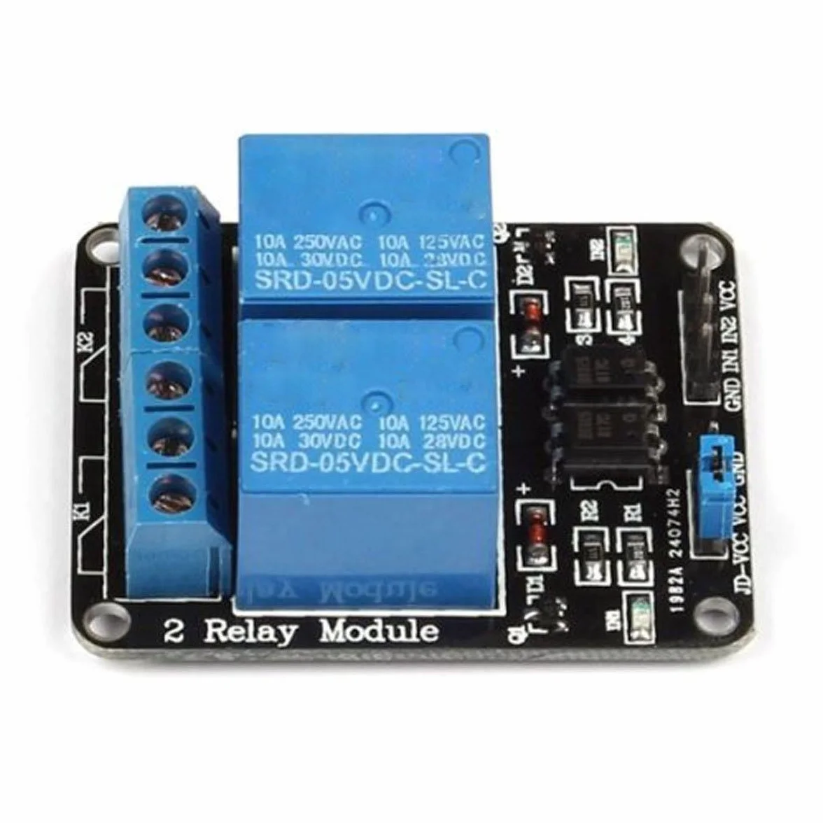 5V 10A 2-Channel Relay Module w/Optical Coupling Protection Expansion Board Compatibile con Arduino