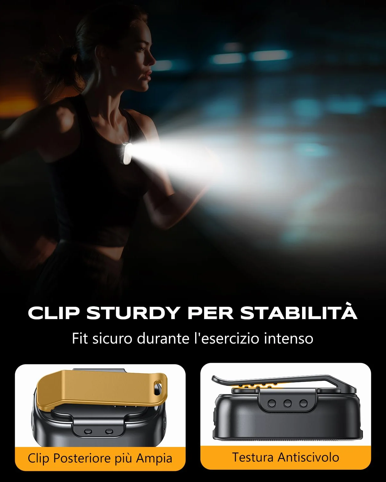 CIRYCASE Mini Torcia LED Ricaricabile Clip, 10 Moda Torcia Spot/Diffusse, IP65 Impermeabile Piccola Torce Bambini Portatile, Luce Corsa Running X30 Bar Luci Avviso Sicurezza Pesca/Campeggio/Emergenza