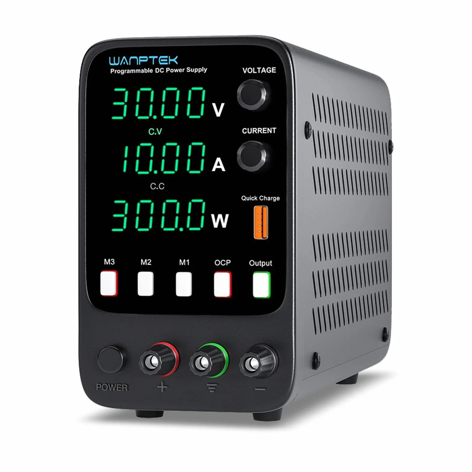 Alimentatore da Banco 30V 10A, Alimentatore da Laboratorio con 3 memorie, Alimentatore Regolabile con Protezione OCP/Uscita/Ricarica Rapida USB/Luminosità Regolabile
