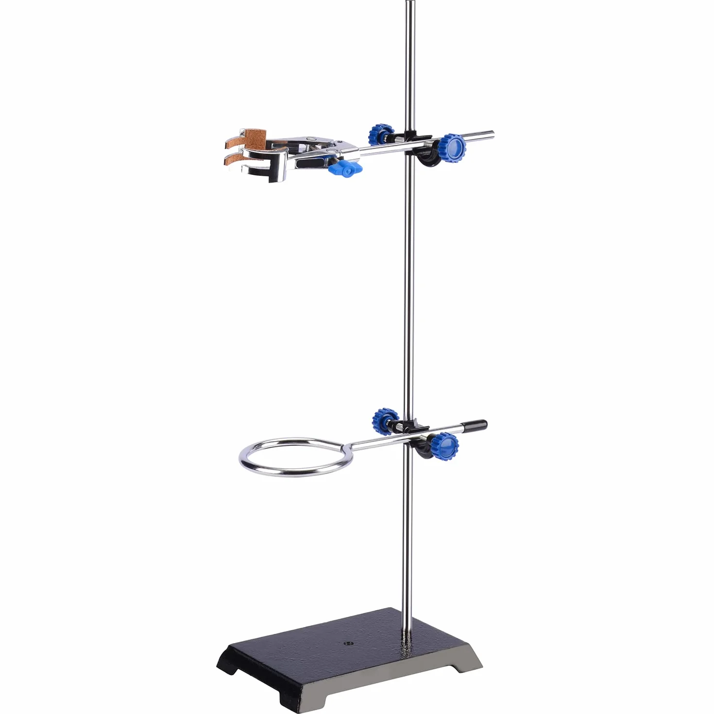 Labasics Set di Stativi e Morsetti da Laboratorio, Supporto con Asta 56,9 cm, Morsetto per Burette a 4 Punte, Anello per Storta e 2 Teste di Boss