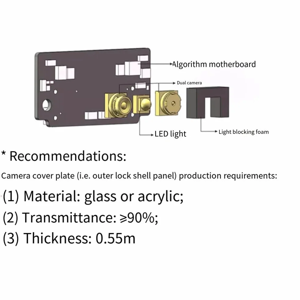 FM225 Modulo di Riconoscimento Facciale 3D con Telecamera A Infrarossi Binoculare Rilevamento Live Riconoscimento Offline per Smart Home