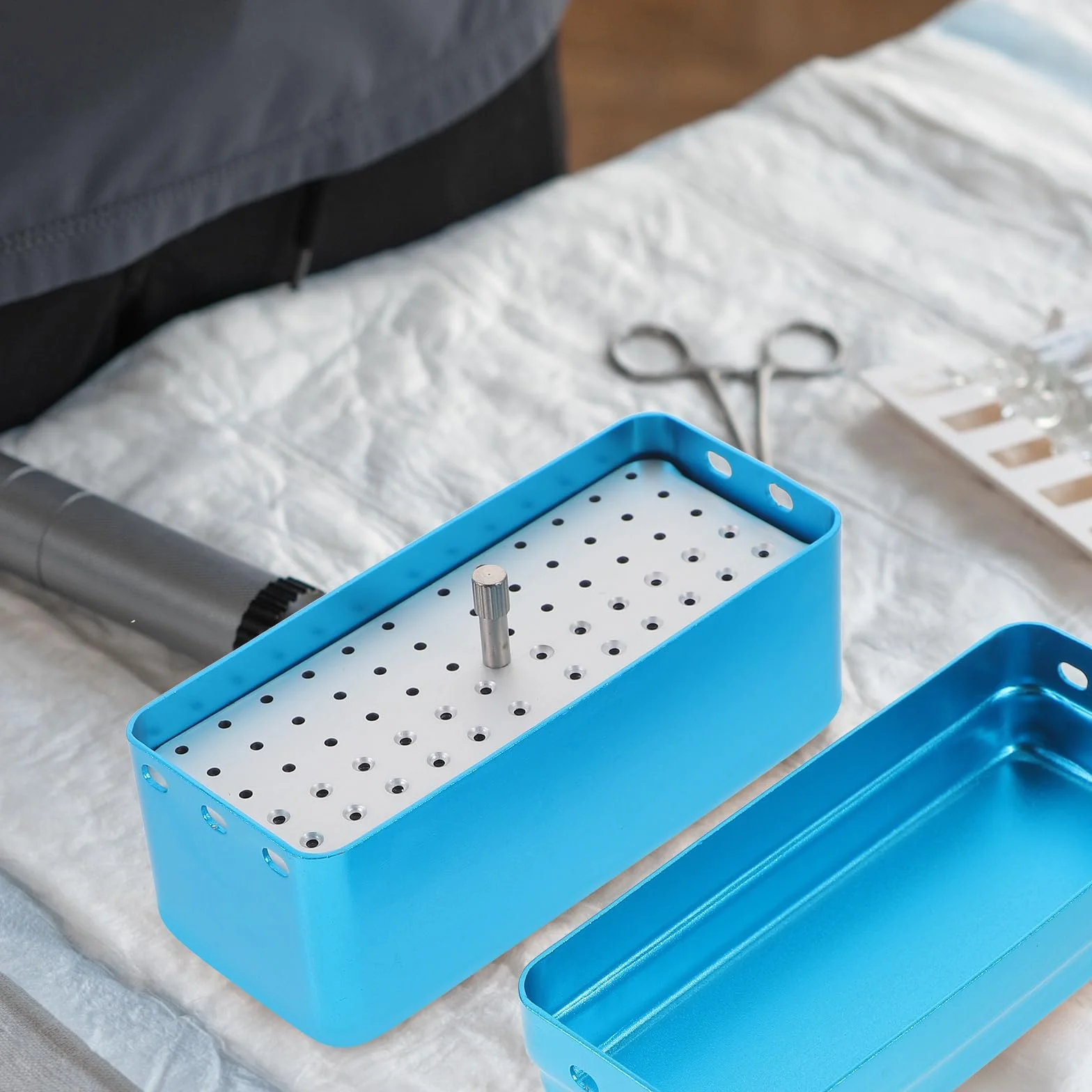 Vassoio disinfettante per strumenti, Vassoio di sterilizzazione Organizzatore porta frese dentali Sterilizzatore medico Sterilizzatore per frese dentali Organizzatore di ferro ad alta pressione