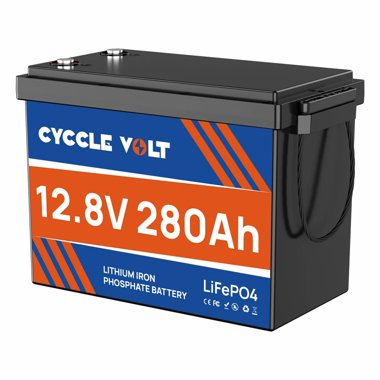 Batteria LiFePO4 12V 280Ah, Mini batteria litio 280ah con BMS 200 A, batteria al litio ferro fosfato a ciclo profondo, ideale per camper, energia solare e barche