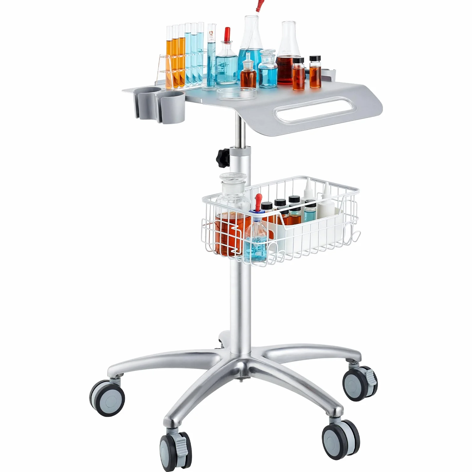 VEVOR Carrello da Laboratorio 42x40cm Carrello Medico Regolabile da 75 cm a 105 cm Il Carrello Regolabile Per Laboratorio