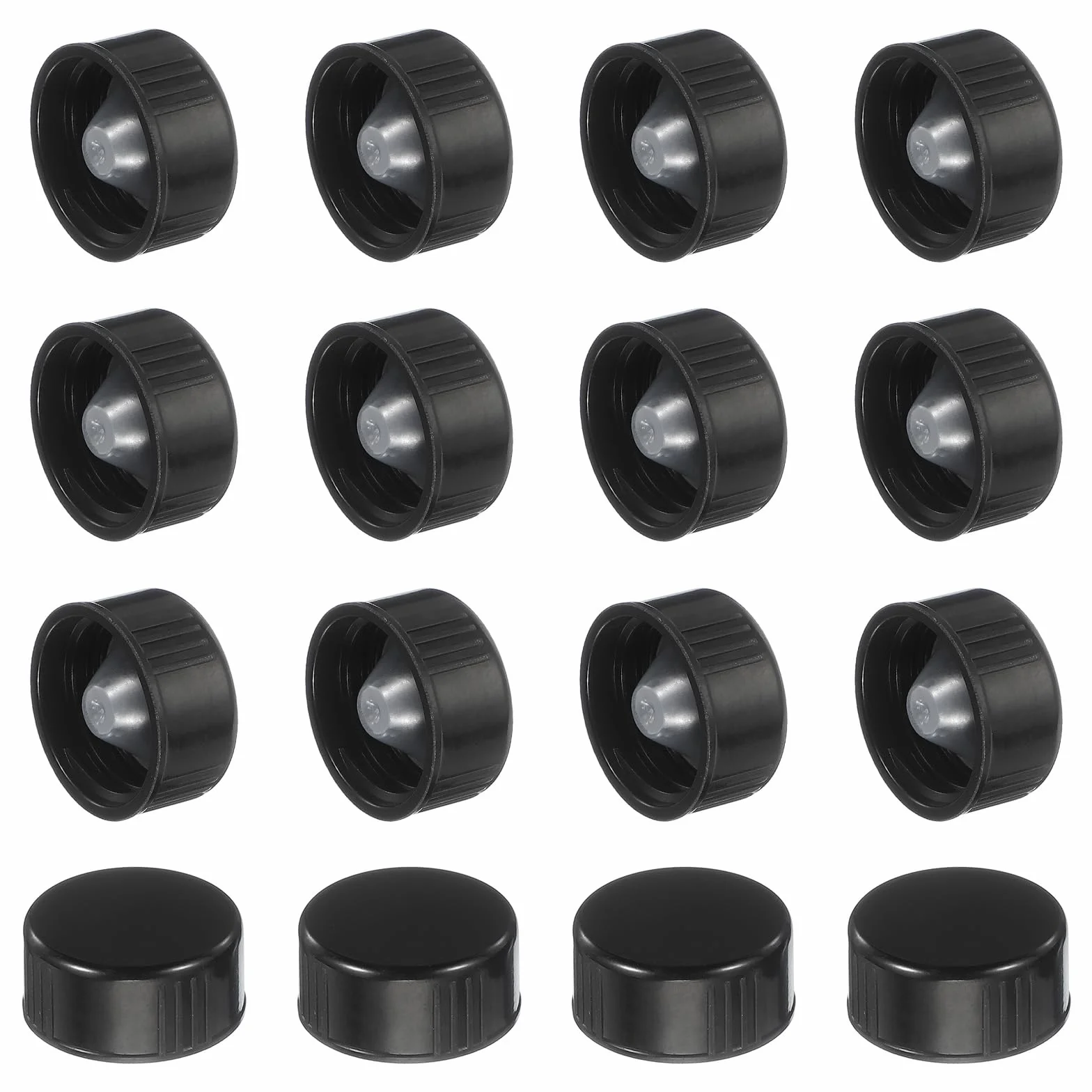 sourcing map 16 tappi a vite in resina fenolica 22 mm nero per bottiglie chimici cosmetici