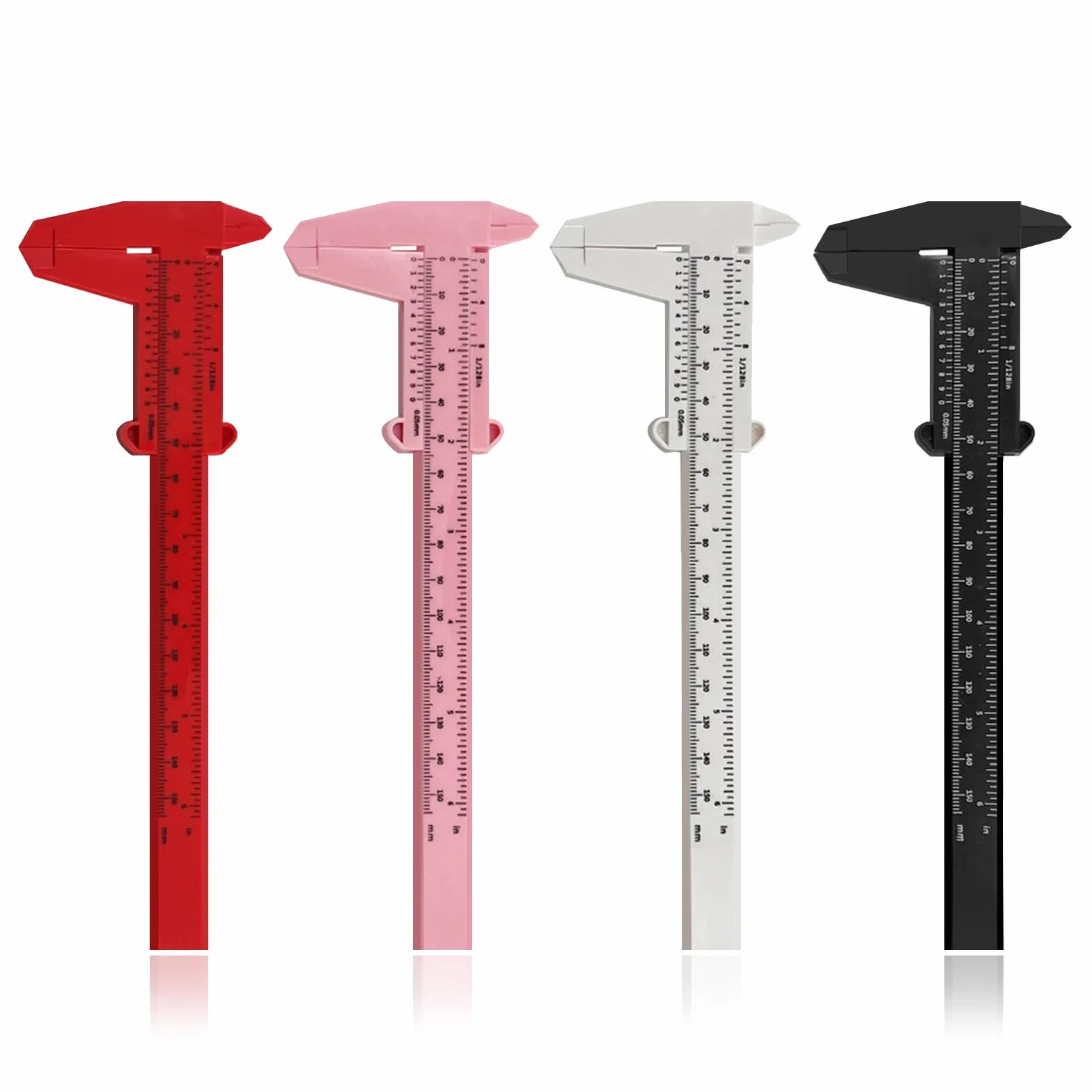 4 Pezzi Calibro Digitale, 150 mm Scorrevole Calibro Professionale Plastica 0,01 mm in Precisione, per la Casa, l'ufficio, Gli Studenti, la Misurazione dei Gioielli