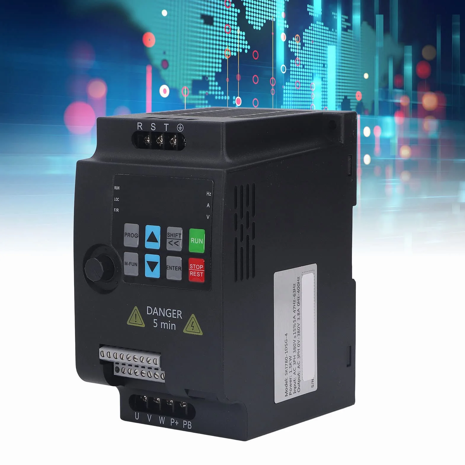 Regolatore di Frequenza Inverter Montato su Guida a Frequenza Variabile Trifase 1.5KW VFD Ingresso AC380V Uscita AC0-380V Per Centrale Elettrica di Manutenzione