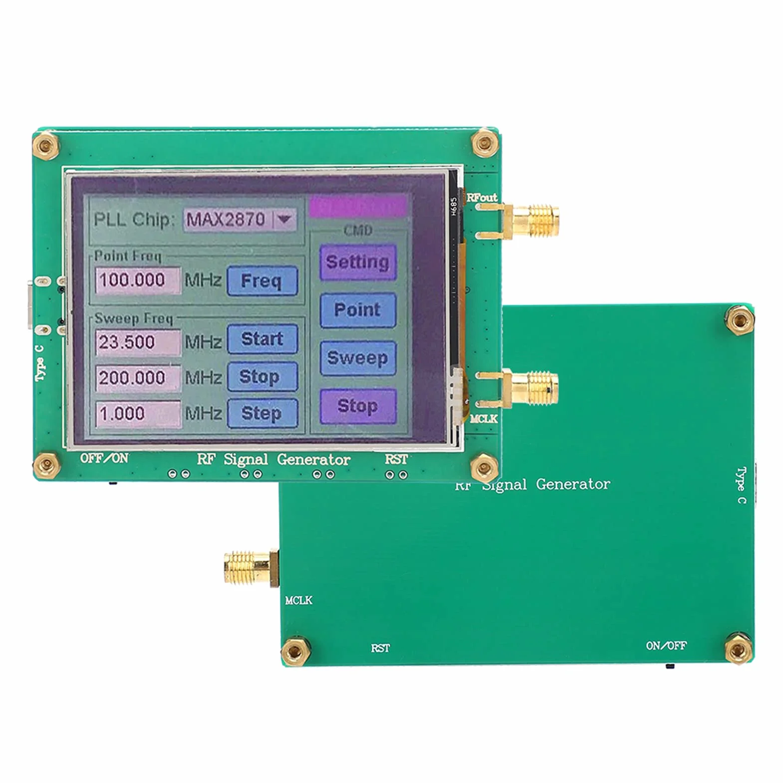 Sorgente del Segnale RF, Modulo Generatore della Sorgente del Segnale RF Alta stabilità Frequenza a Basso Rumore MAX2870 23,5-6000 M, -4~5 DBm, 4 Livelli di Controllo Touch Screen