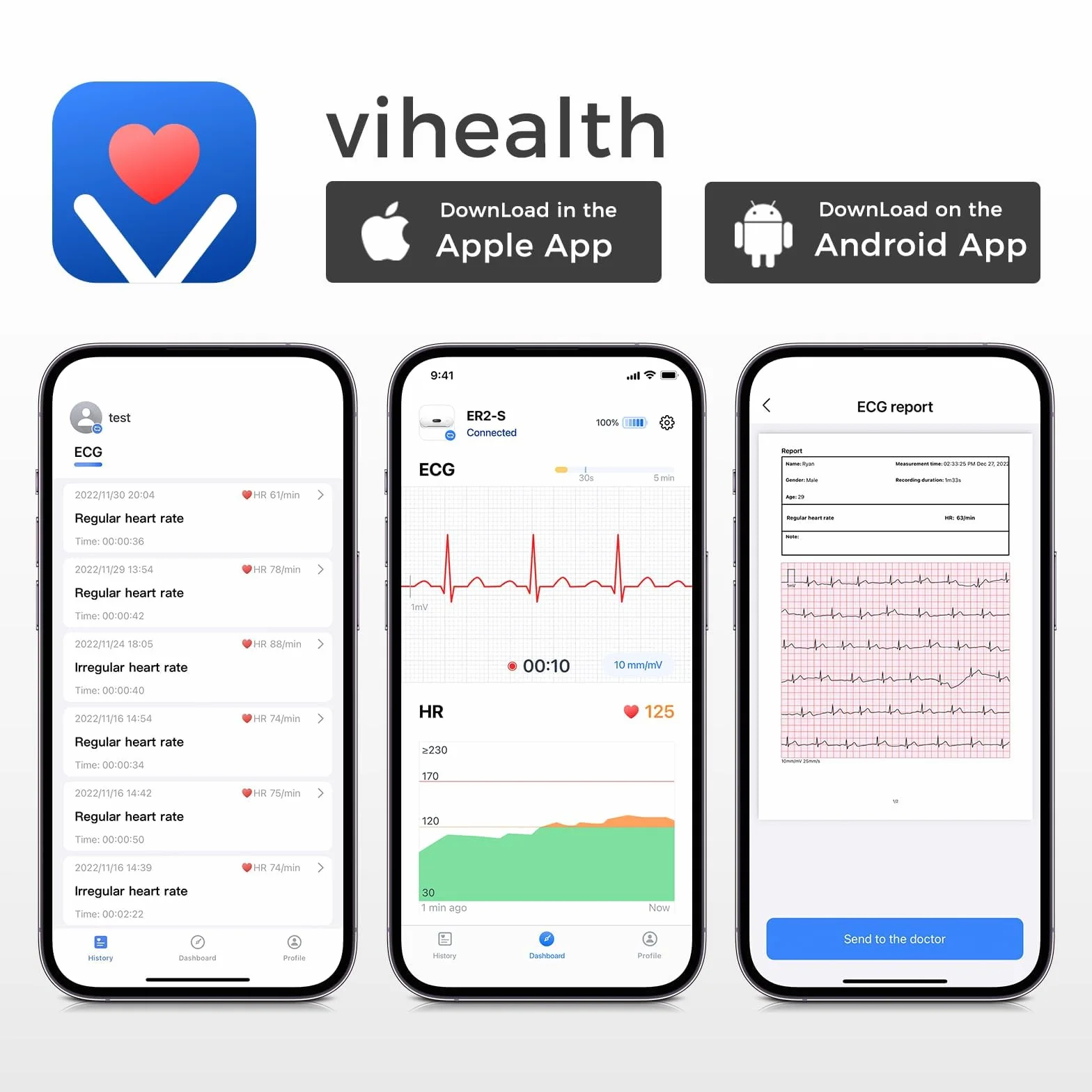 CheckMe ER2-S EKG per casa, dispositivo EKG portatile con fascia toracica precisa (registrazione da 30 secondi a 15 minuti), visualizzazione in tempo reale tramite app, spazio di archiviazione illimit