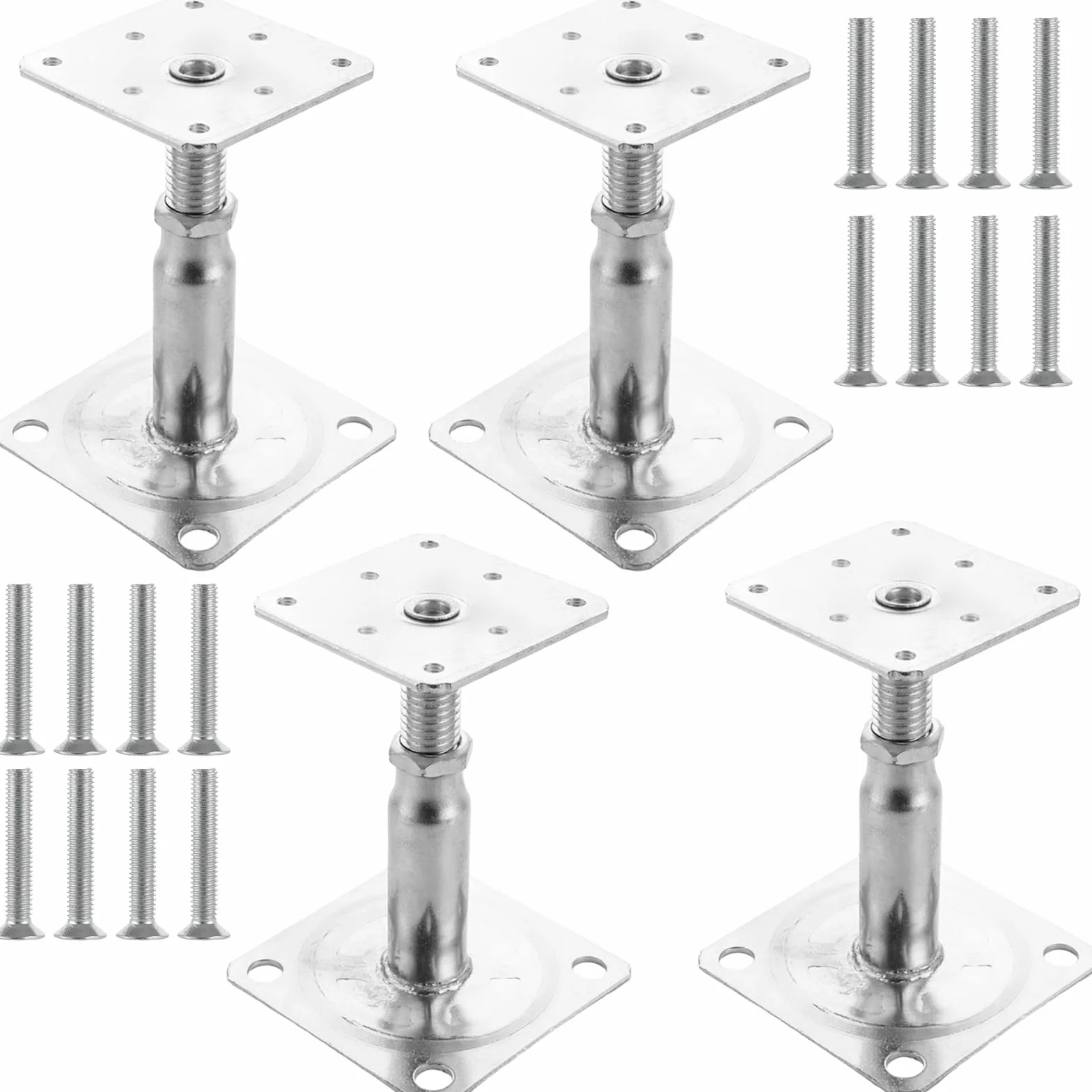 SENENQU 4 Pezzi Supporto per Pali in Legno Regolabile 100-150 Mm, Supporti per Pali in Acciaio Zincato 75x95 Mm, Staffe per Tettoia Esterna, Recinzione, Pergola e Travi