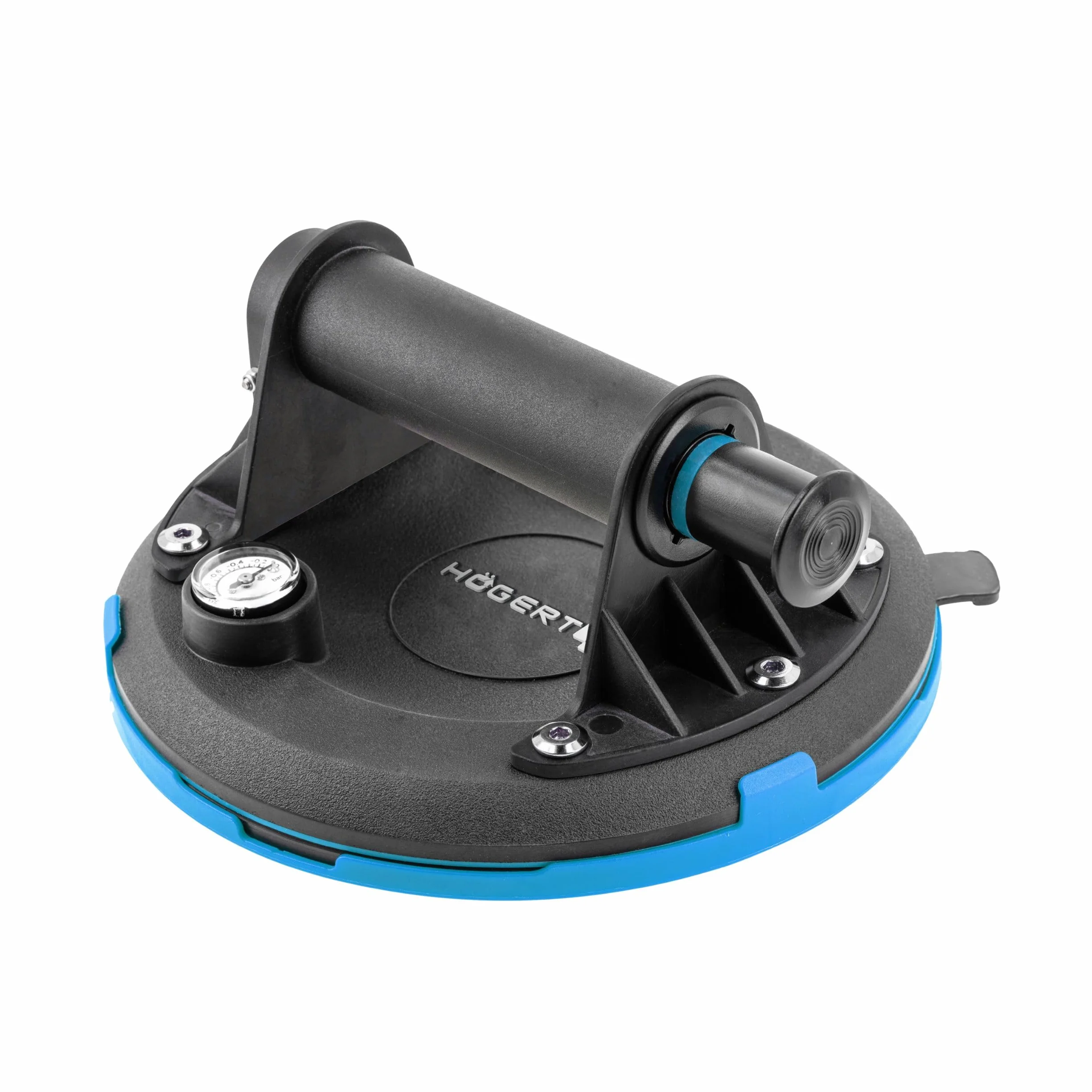 Högert Technik - Tazza a mano da 200 mm con manometro | Carico massimo: 190 kg | Aspiratore manuale | Ventosa resistente | La ventosa viene utilizzata per il trasporto di vetri della finestra, oggetti