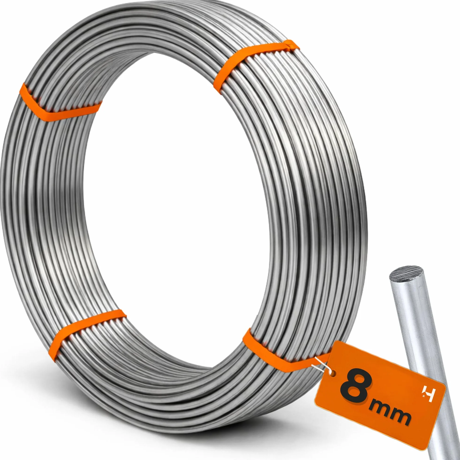 HausHeld® 100 metri di filo rotondo in alluminio fi 8 mm I filo di terra I protezione dai fulmini AlMgSi – al metro I leggero e flessibile