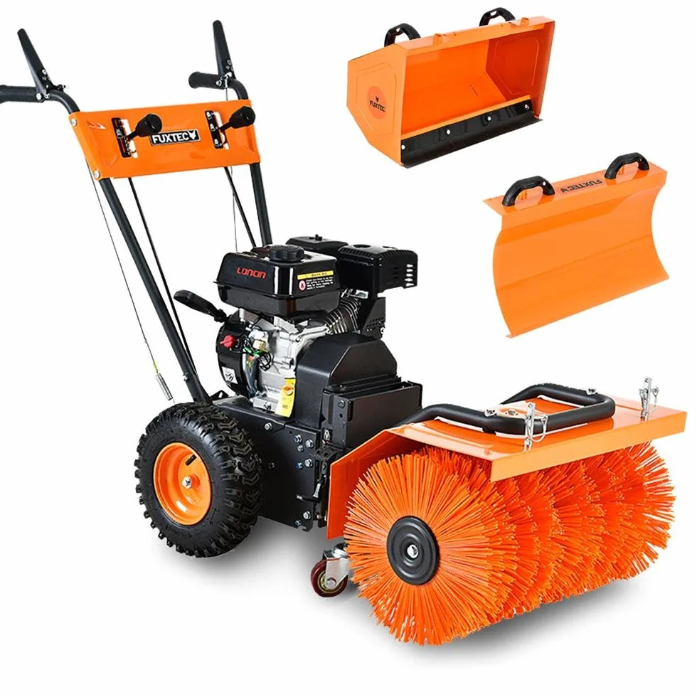Spazzatrice/spazzolatrice a scoppio/spazzaneve - KIT incl. lama spazzaneve e raccoglitore di polvere FUXTEC KM196-SET3-4,1kW, 196cc, 7 marce (5 avanti, 2 indietro), larghezza lavoro 60cm