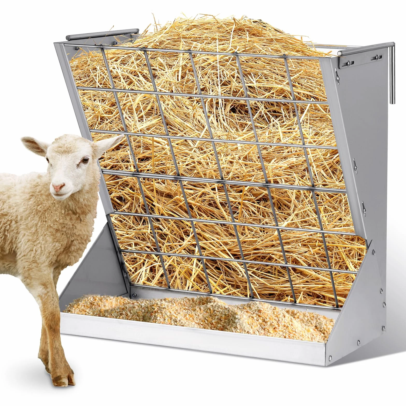 Rastrelliere per Fieno per Pecore, Rastrelliere a Muro Zincate per Bovini, Rastrelliere in Metallo per Capre e Cavalli per Fieno e Granaglie con Distanza Regolabile per Pecore, Capre, Cavalli