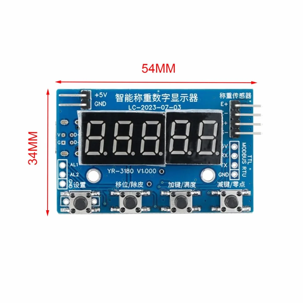 Module Cella di Carico Digitale,Sensori di Pesatura a 24 Bit Modbus Seriale TTL con Display