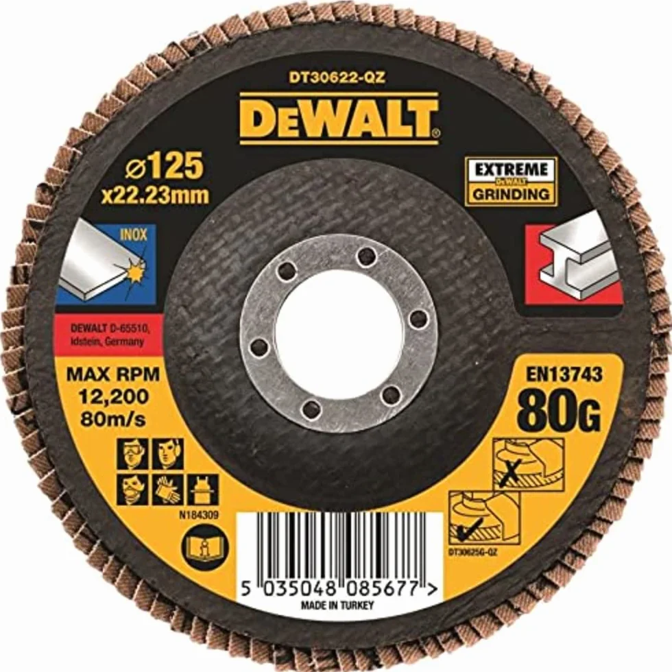 DeWalt, Dischi Lamellari Extreme Piatti, Per Superfici Con Angolazione Fino A 15° Ø 125mm X 80G Extreme