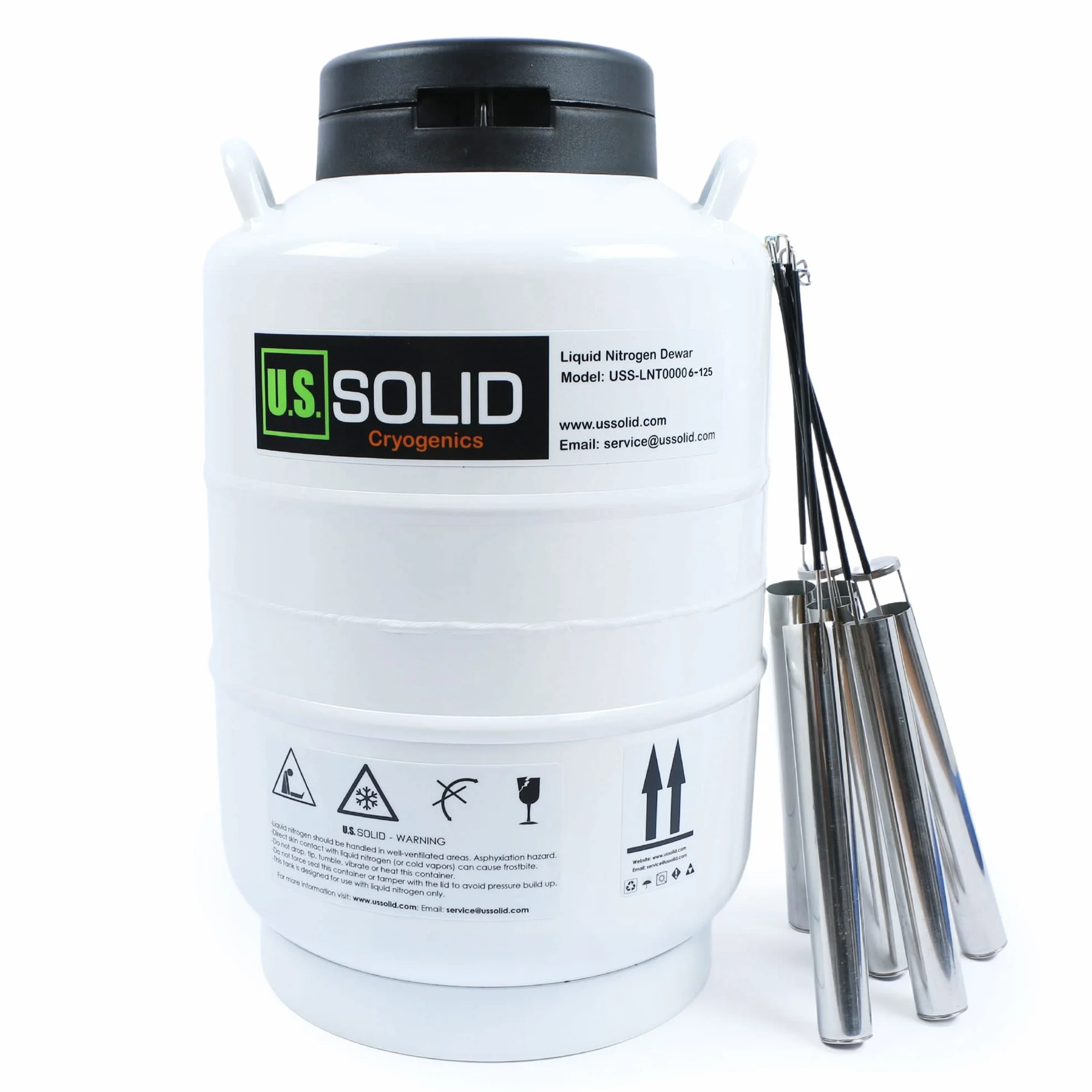 U.S. Solid Serbatoio per Azoto Liquido 20L in Lega di Alluminio - Contenitore Criogenico Dewar LN2 con 6 Contenitori + Borsa Trasporto (per Laboratori, Conservazione Campioni)