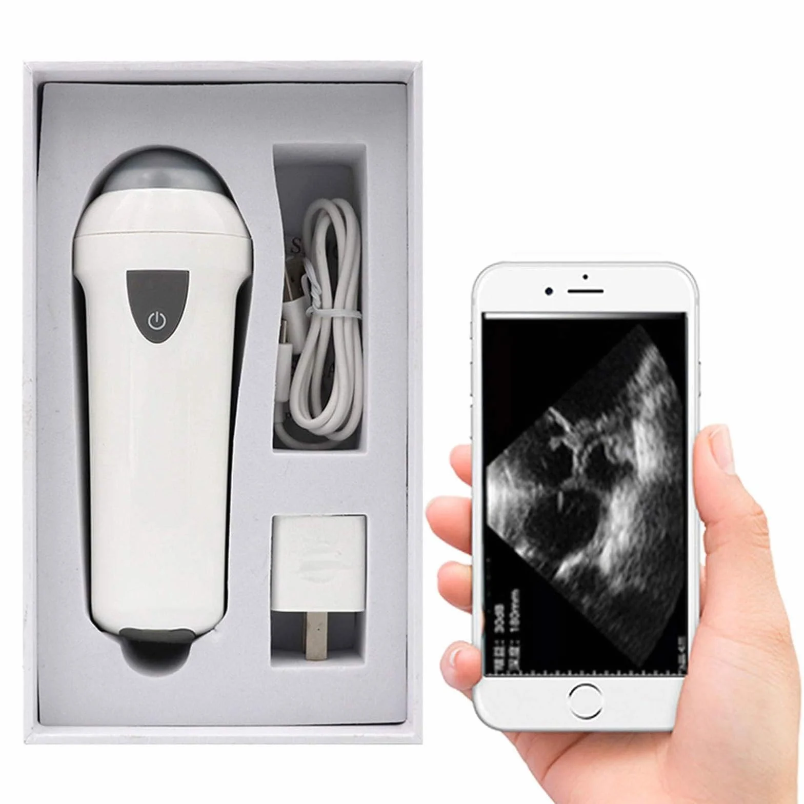 Ecografo Veterinario, ecografo Portatile Wireless, con sonda Meccanica da 3,5 MHz, Dispositivo Portatile for Test di Gravidanza, for suini, Pecore e capre(White)