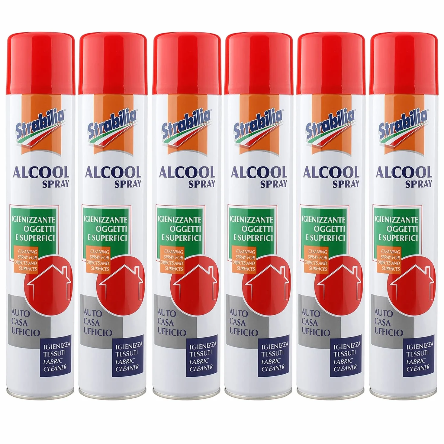 Milmil Strabilia Alcool Spray Igienizzante Oggetti e Superfici, Spray Disinfettante Ambienti Senza Risciacquo, Sanificatore Ambienti - 6 x 500 ML