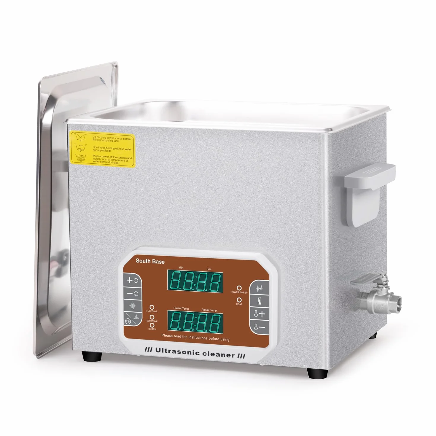 SOUTH BASE Pulitore a Ultrasuoni, 10L con Cestello, Timer e Riscaldatore, Macchina per Pulizia a Ultrasuoni a Controllo Touch 240W per Pulire Pistole, Motori, Parti del Carburatore, Catene.