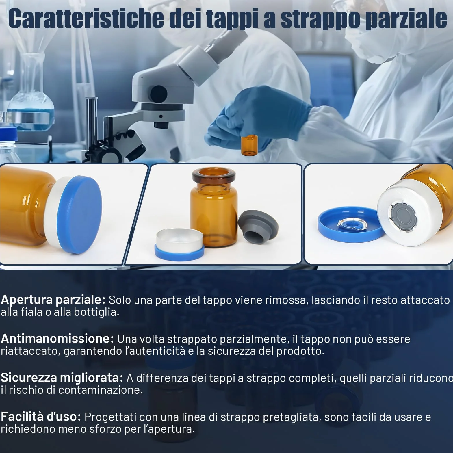Fiale in Vetro Ambra da 3 ml per Spazio di Testa con Tappi a Strappo, Confezione da 100