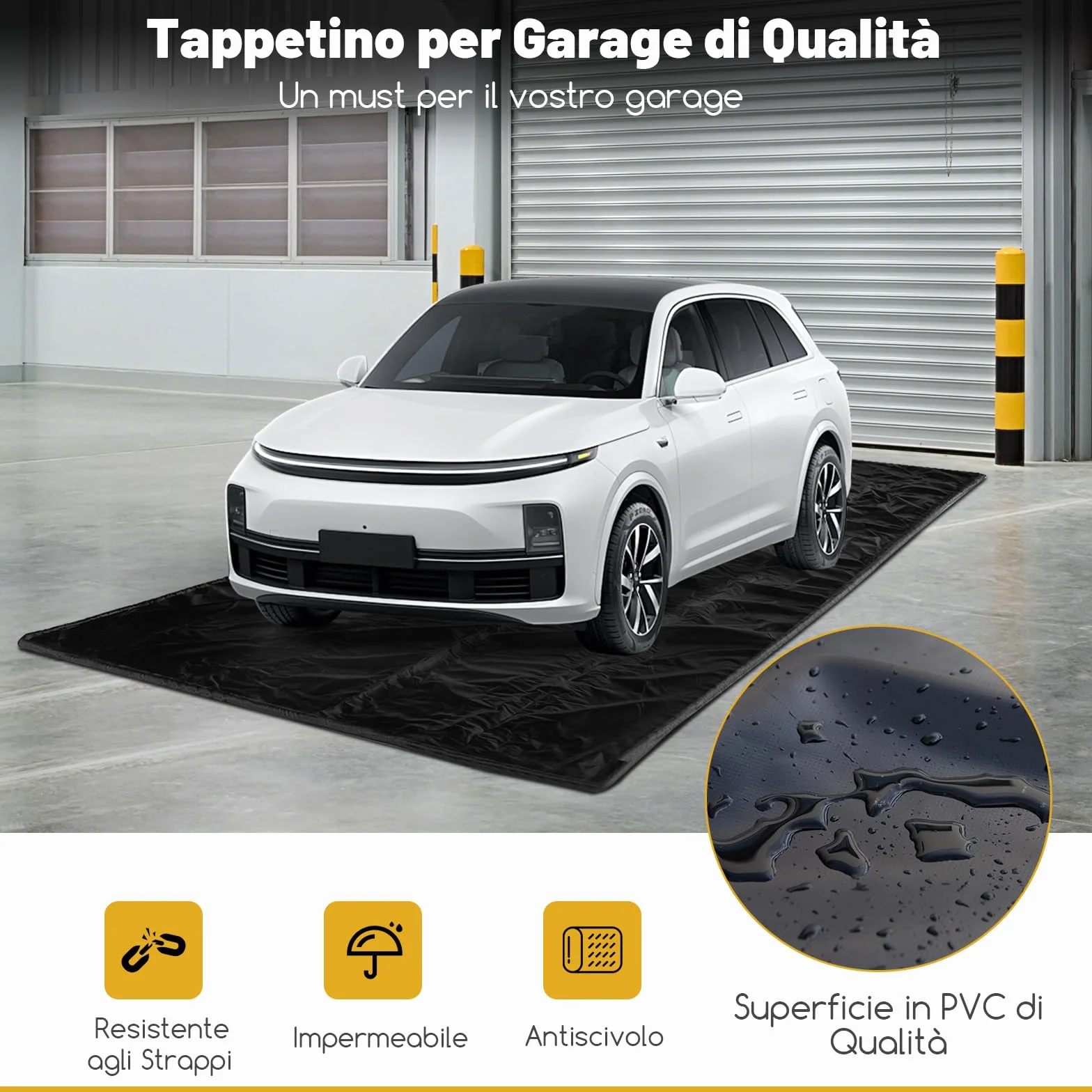 COSTWAY Tappeto per Garage, Tappetino Antiscivolo per Riparazione Auto Impermeabile, Include Raschietto per Pavimenti e Nastri Adesivi, Adatto per SUV di Media Grandezza (550 x 240 cm)