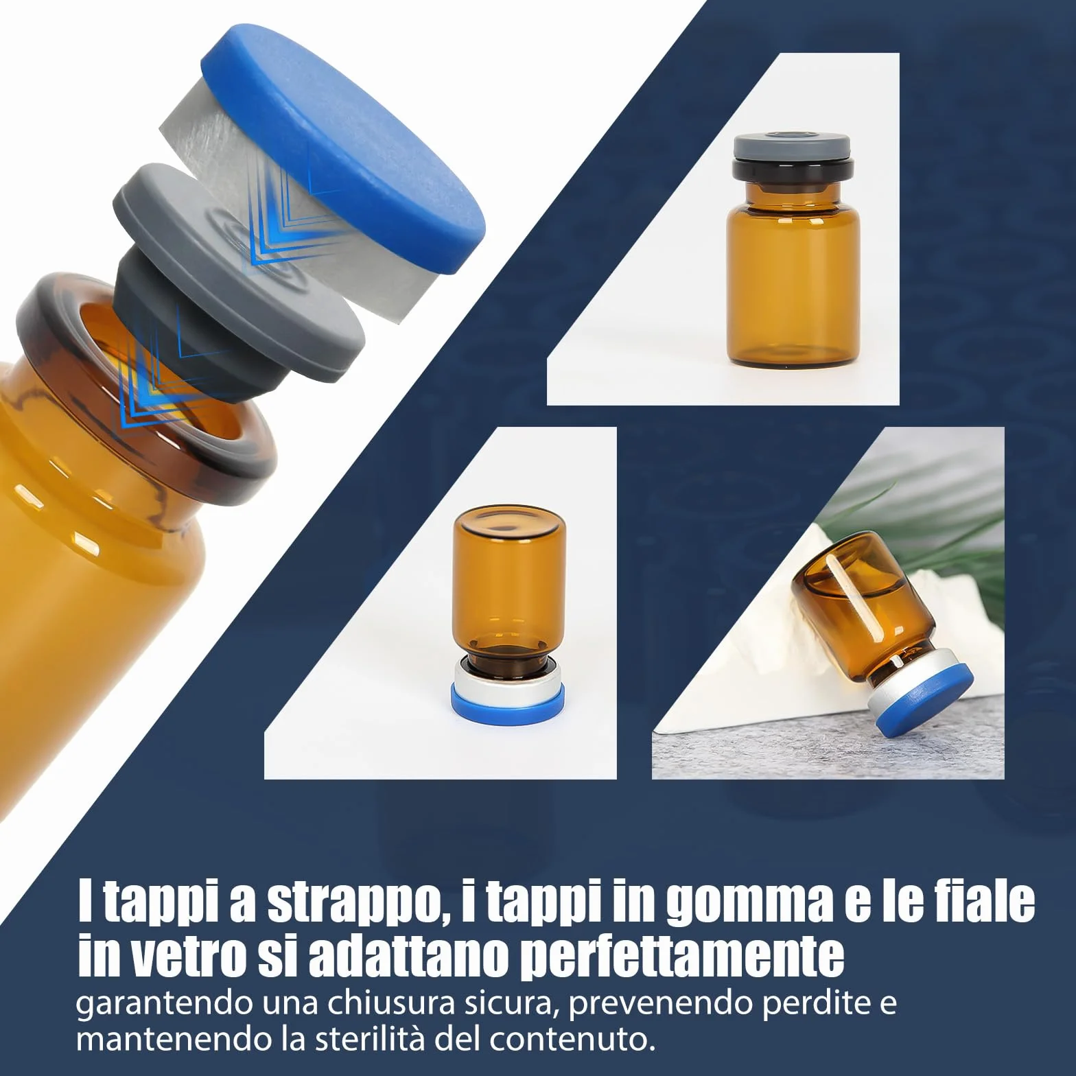 Fiale in Vetro Ambra da 3 ml per Spazio di Testa con Tappi a Strappo, Confezione da 100