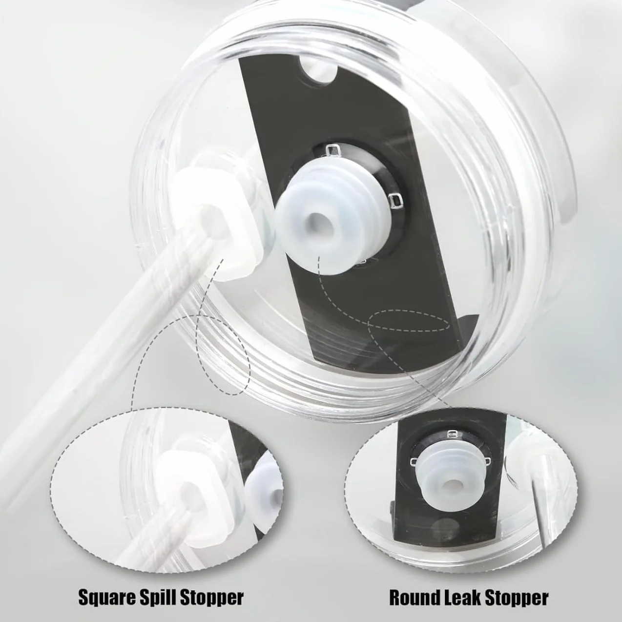 StanleyCups Silicone Tappo Fuoriuscita 6 Tappi a Prova di Fuoriuscite 40oz/30oz Riutilizzabili Trasparenti