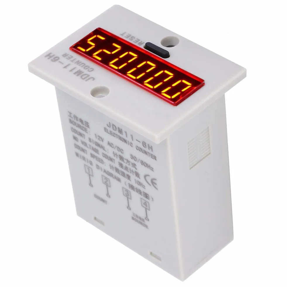 Contatore elettronico, JDM11-6H Nessun contatore di Tensione 6 cifre Relè contatore LED Display Digitale elettronico(AC/DC24V)