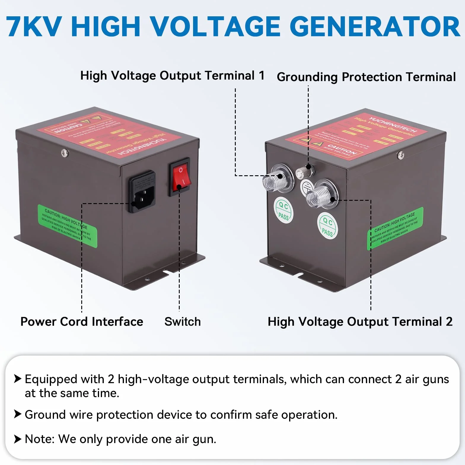 YUCHENGTECH ESD Pistola Antistatica Pistola ad Aria Ionizzante Eliminatore Statico con Generatore ad Alta Tensione 7.0KV per Eliminazione Dell'elettricità Statica