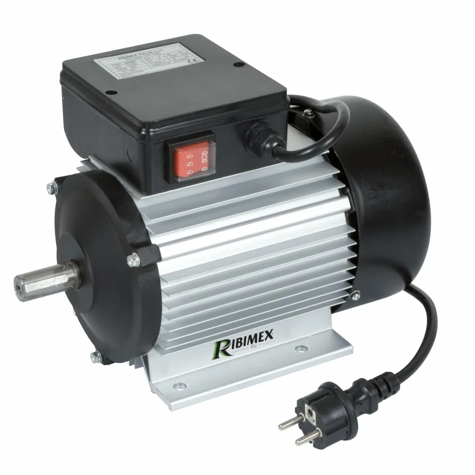 Ribimex Motore Elettrico Monofase 2 CV 2750 Giri/Min Carter Lega Alluminio Pressofuso Rotazione Reversibile Albero Acciaio C-40 19 mm M2M28