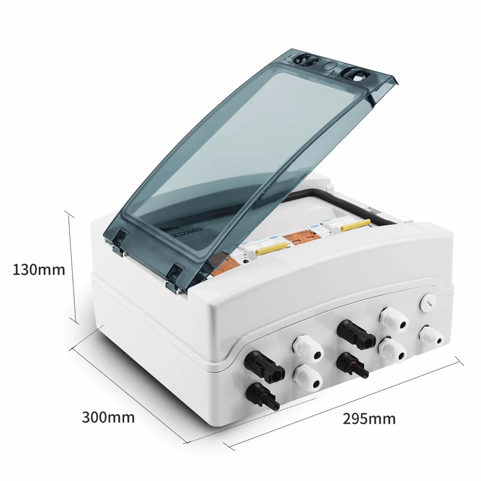 Scatola Combinata Solare Fotovoltaica Quadro di combinazione fotovoltaico solare con protezione contro i fulmini, 2 ingressi e 2 uscite, fusibile CC 600 V, MCB, SPD, scatola impermeabile IP65 a 12 vie