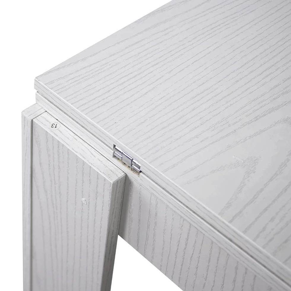 BAKAJI Tavolo Quadrato Allungabile 90x90 cm, Apertura a Libro, Design Moderno Ribaltabile, 4-8 Posti, Bianco Frassinato