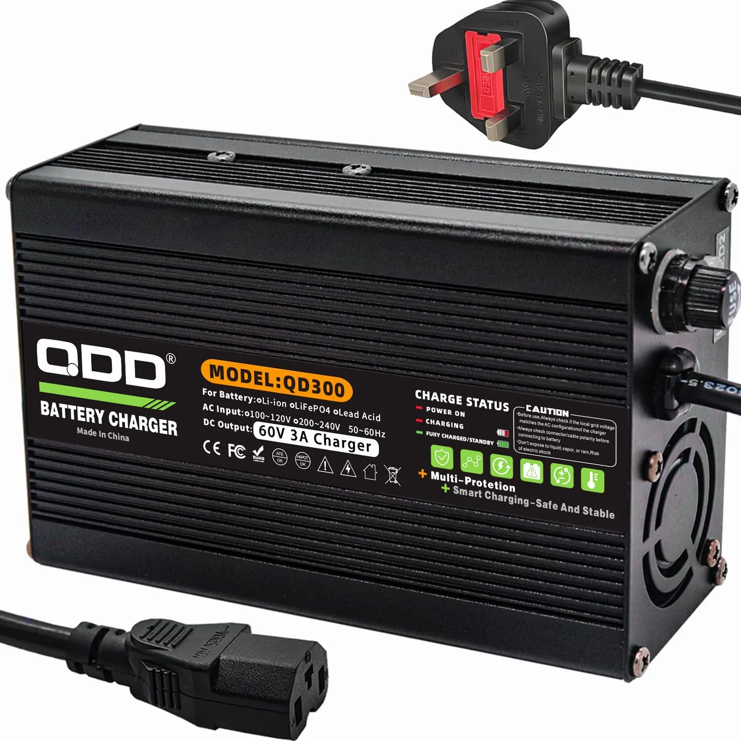 Spina C13 dell'uscita del caricatore della batteria di 60V 3A utilizzata per il caricatore astuto del pacchetto della batteria al piombo 60V 69V