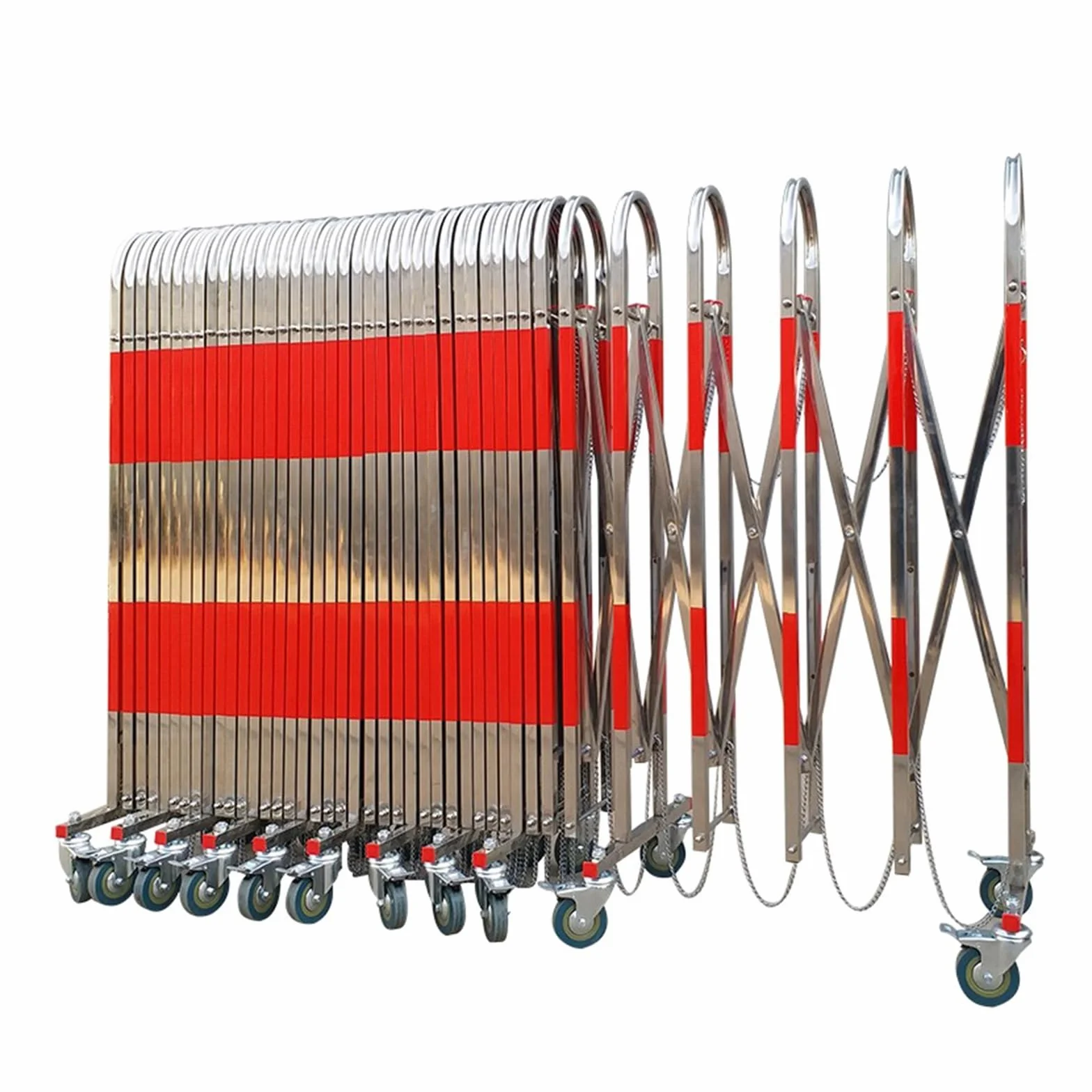 Barricata Mobile espandibile, Barriera di sicurezza espandibile, barriera di sicurezza pieghevole in acciaio inox, barriera di sicurezza retrattile per cantieri con ruote per garage stradali esterni